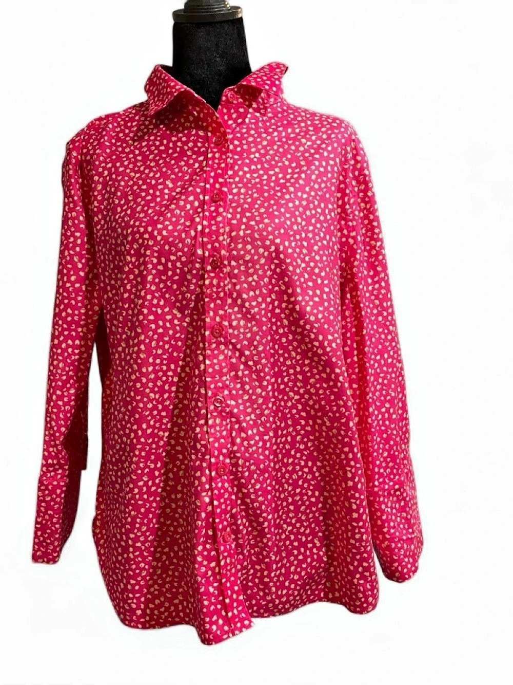 Chico's Women's Animal Print Button Down Pink & Cream Size 12 (2)